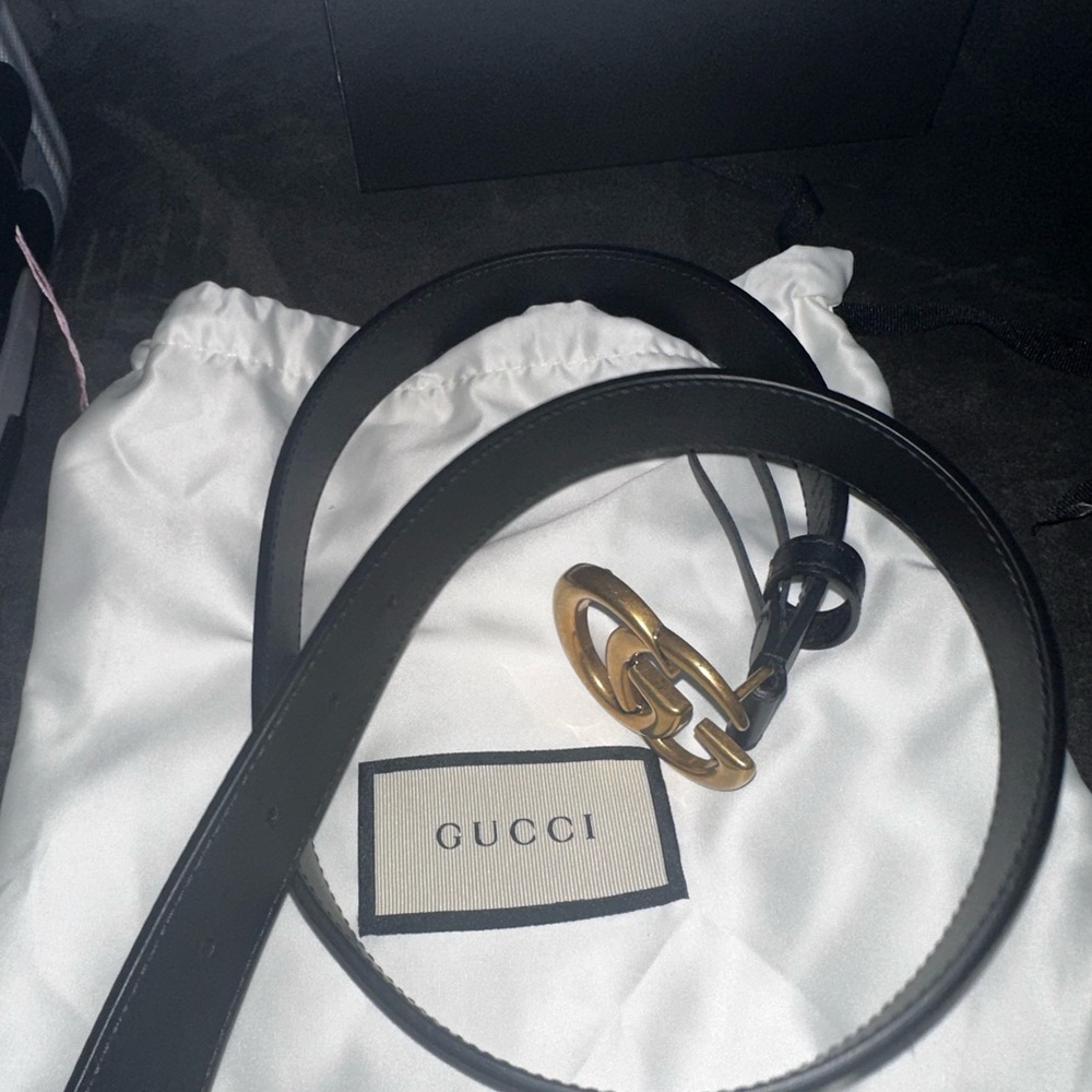 Gucci double GG belt in Black leather - Picture 4 of 6